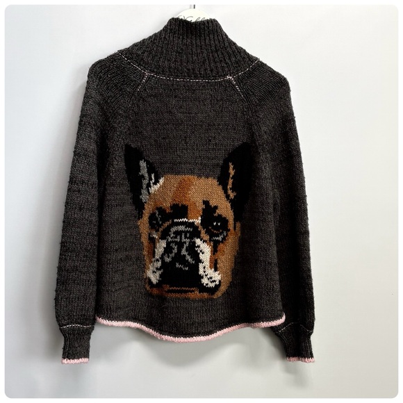 NWT Anthropologie Pilcro Jesse Dog Icon French Bulldog Icon Cardigan , M Petite - Picture 9 of 10